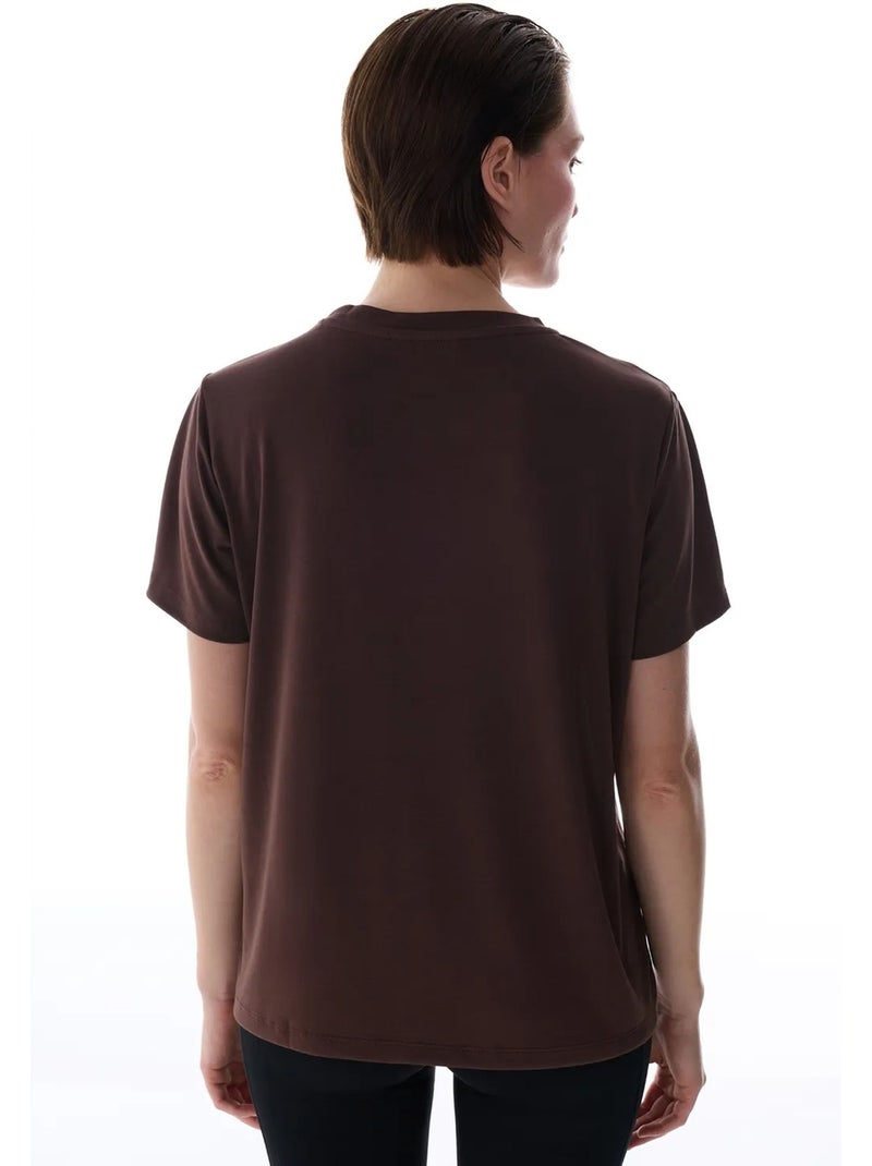 T-shirt donna girocollo penti Marrone cioccolato - Kiabi