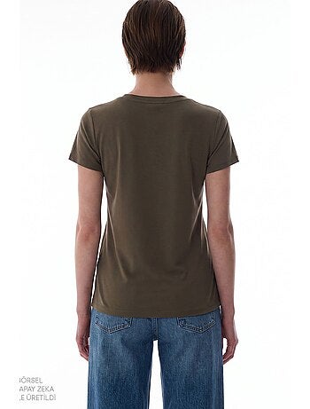 T-shirt donna in modal con scollo a v penti