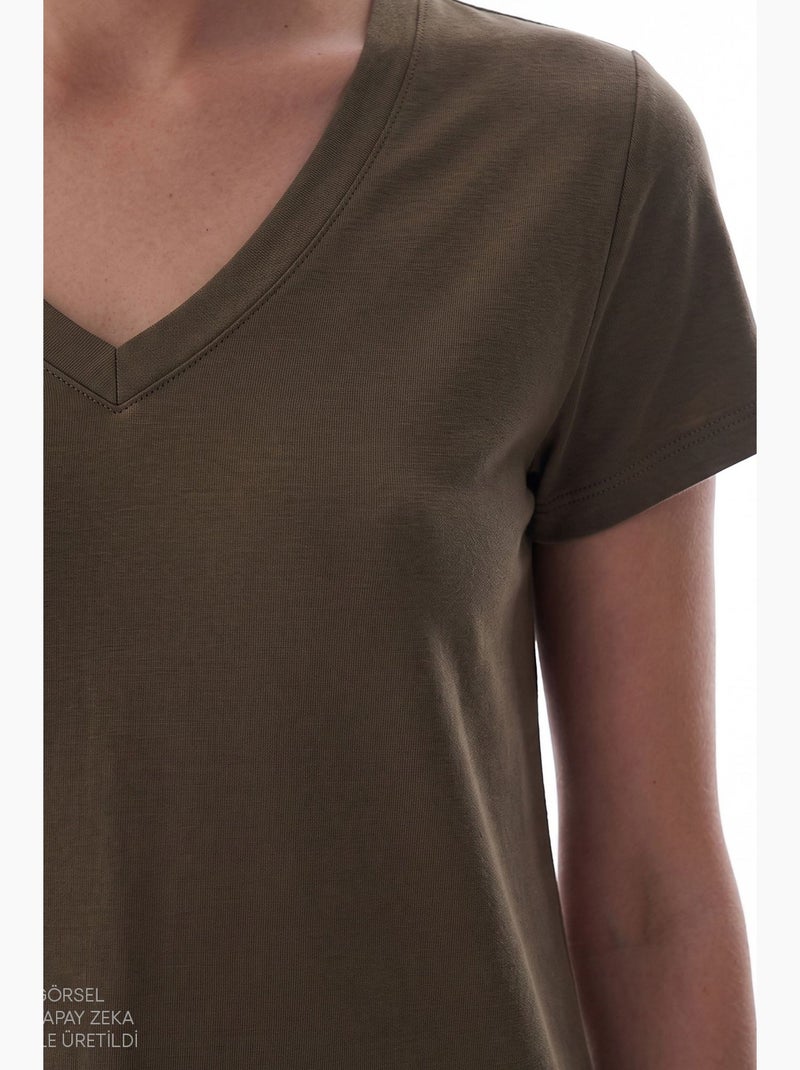 T-shirt donna in modal con scollo a v penti Cachi - Kiabi