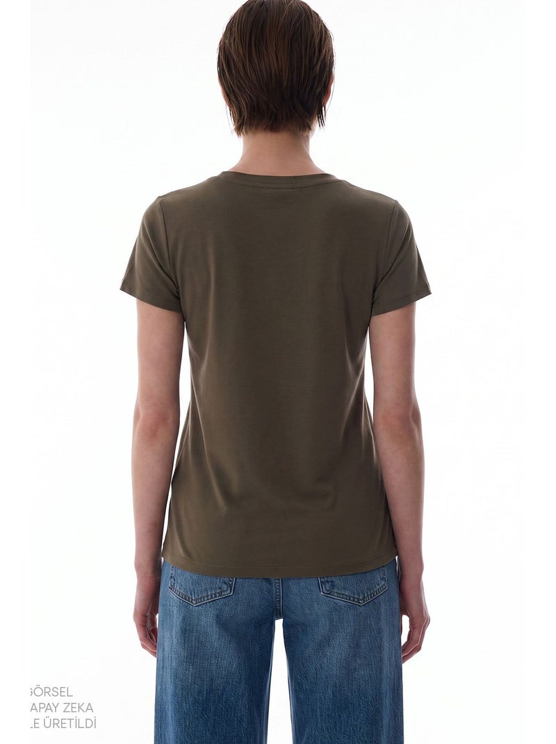 T-shirt donna in modal con scollo a v penti Cachi - Kiabi
