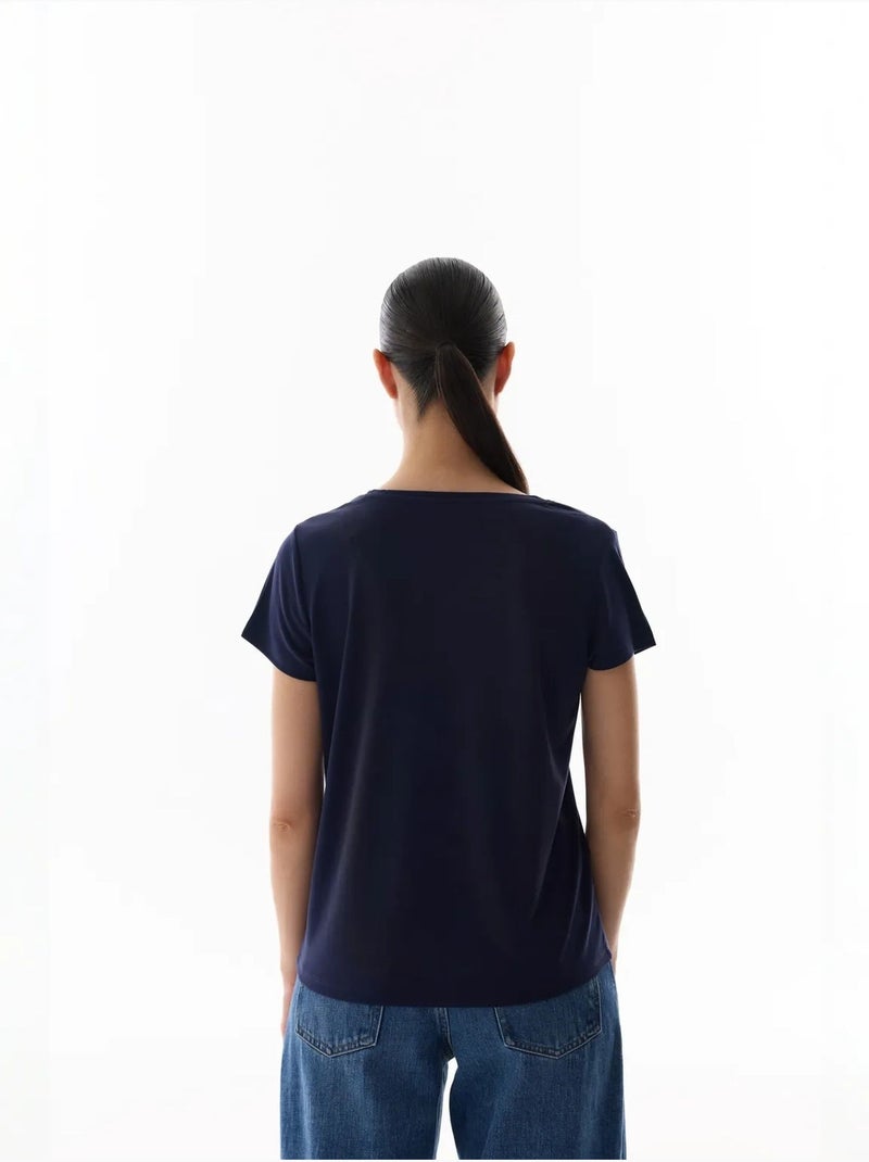 T-shirt donna in modal penti Blu marino - Kiabi