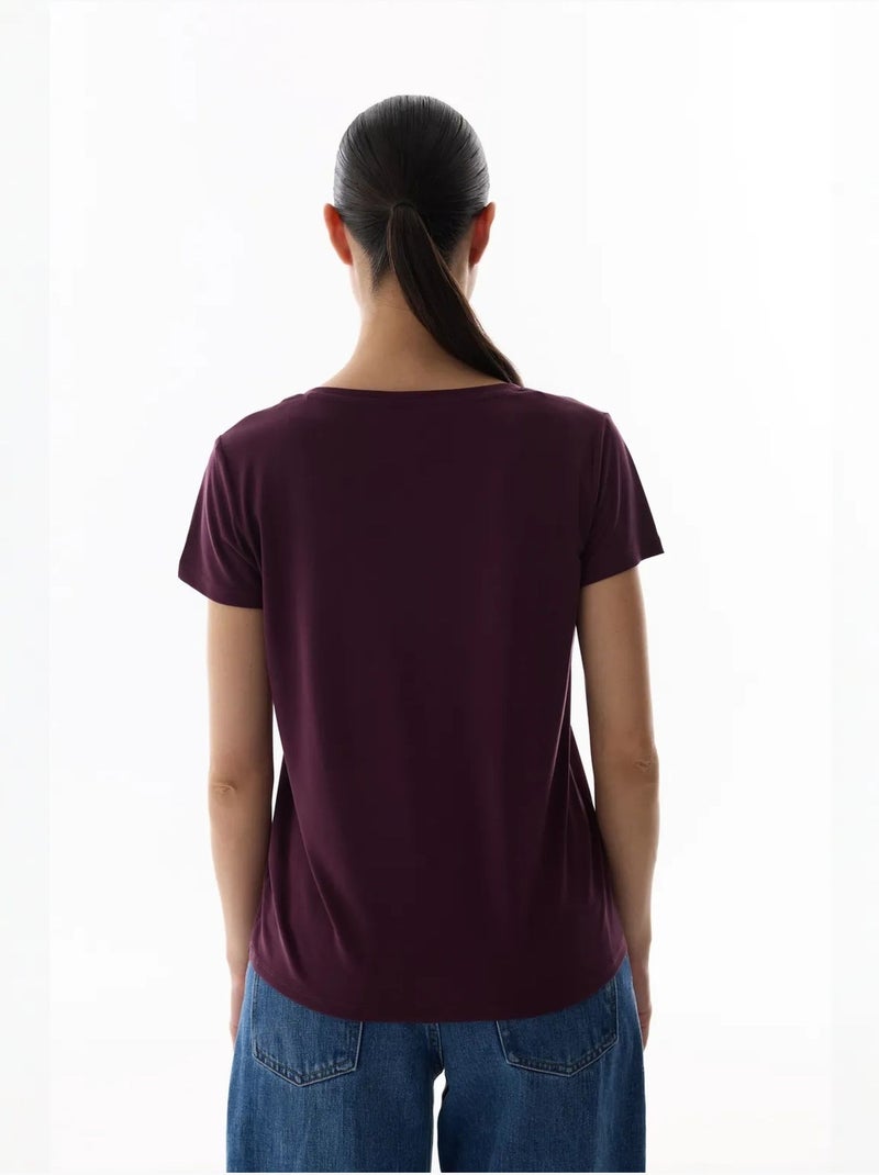T-shirt donna in modal penti Rosso bordeaux - Kiabi