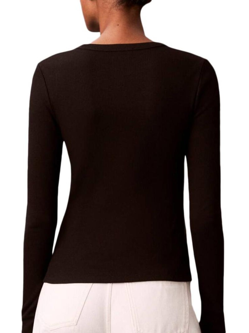 T-Shirt Donna Maniche Lunghe Calvin Klein Jeans con Logo Nero - Kiabi
