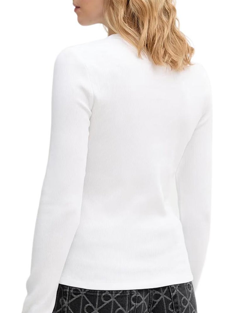 T-Shirt Donna Maniche Lunghe Calvin Klein Jeans Label Bianco - Kiabi