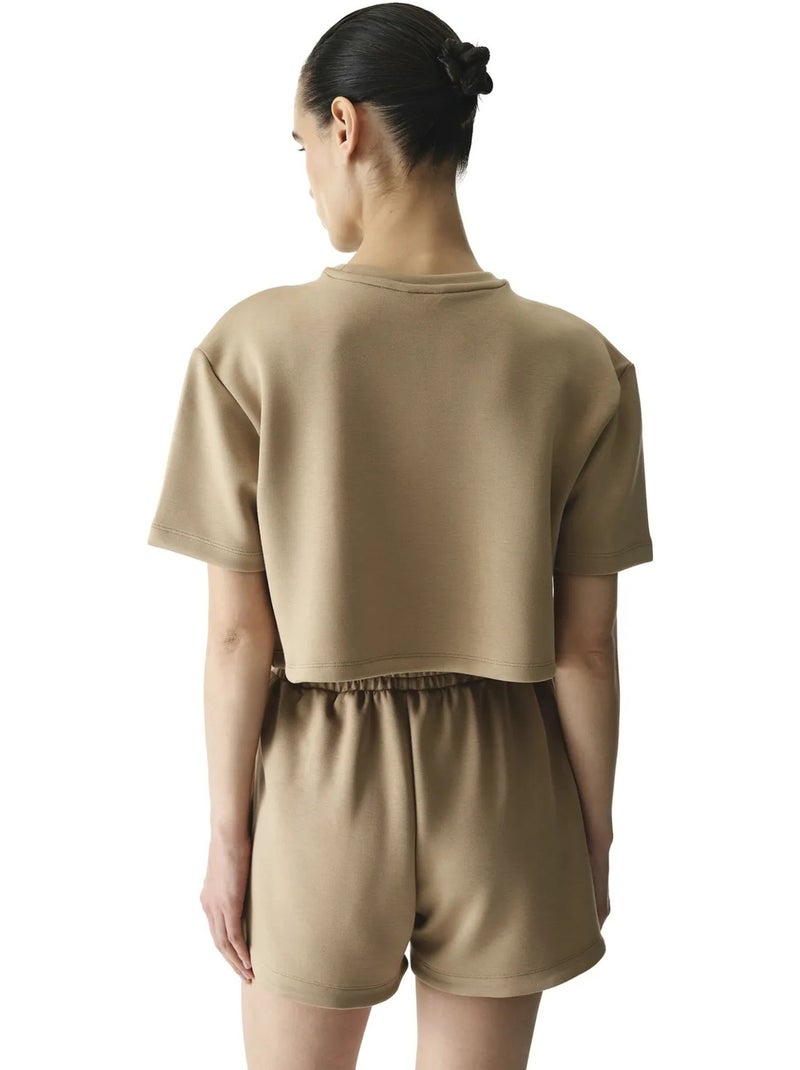 T-shirt donna silky feel con cuciture decorative penti Cammello - Kiabi