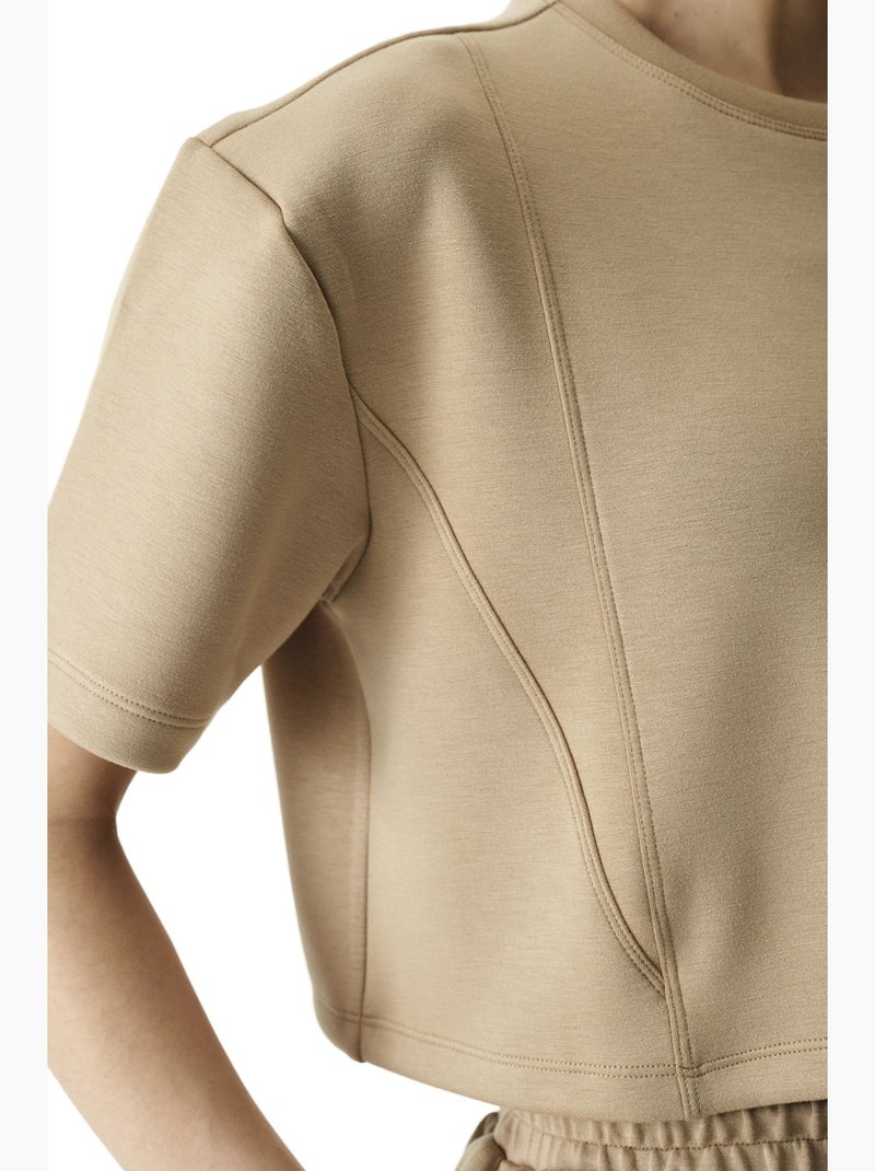 T-shirt donna silky feel con cuciture decorative penti Cammello - Kiabi