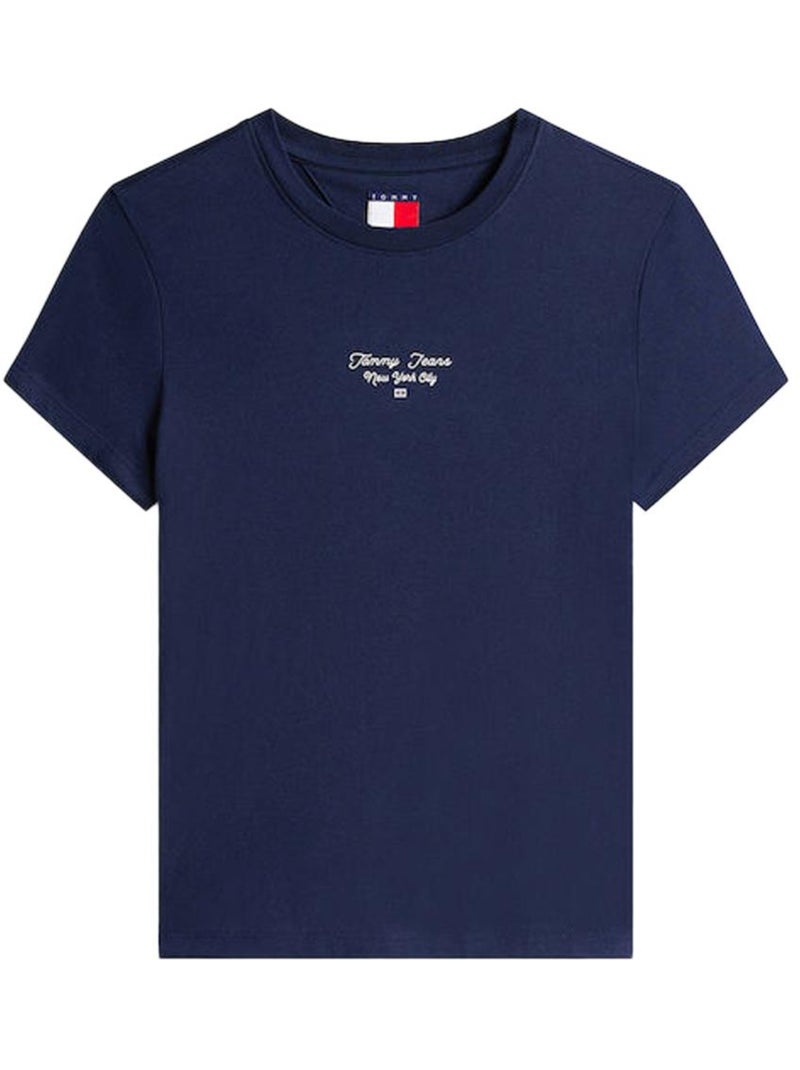 T-Shirt Donna Slim Fit Tommy Hilfiger con Logo Blu marino - Kiabi