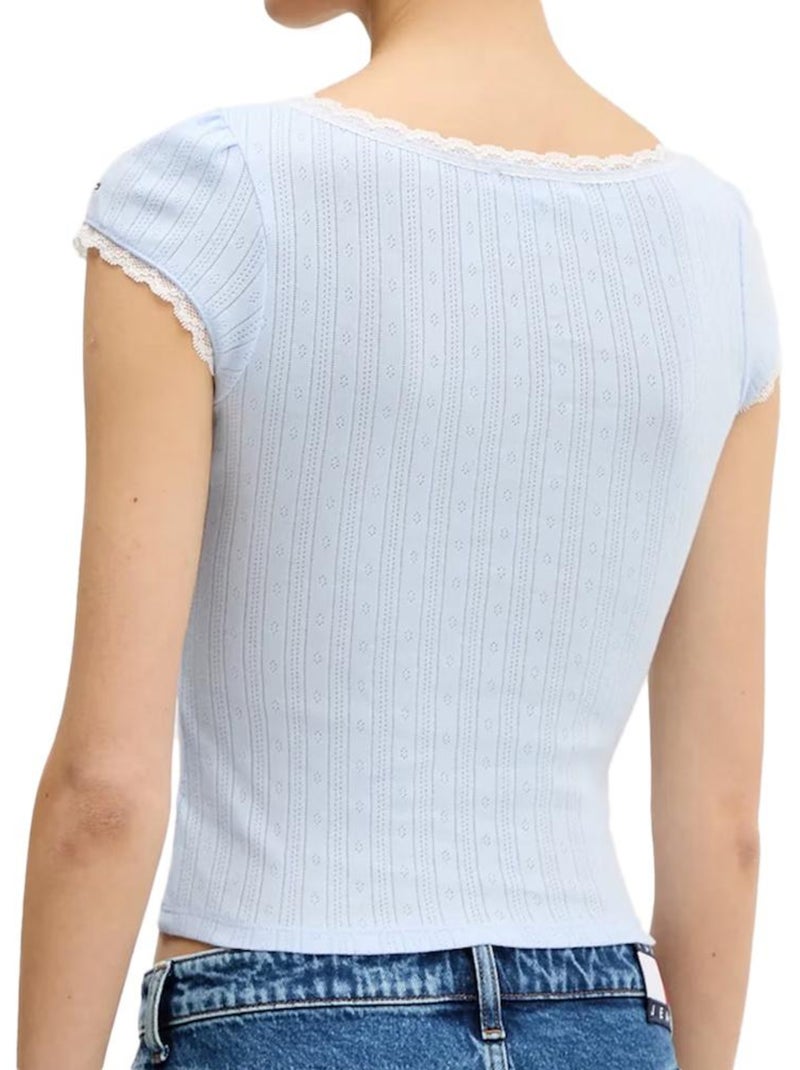 T-shirt Donna Tommy Hilfiger Traforata Blu - Kiabi