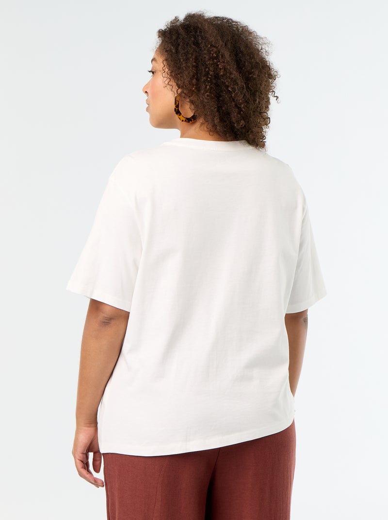 T-shirt drappeggiata con gioiello dorato a forma di spilla Bianco - Kiabi