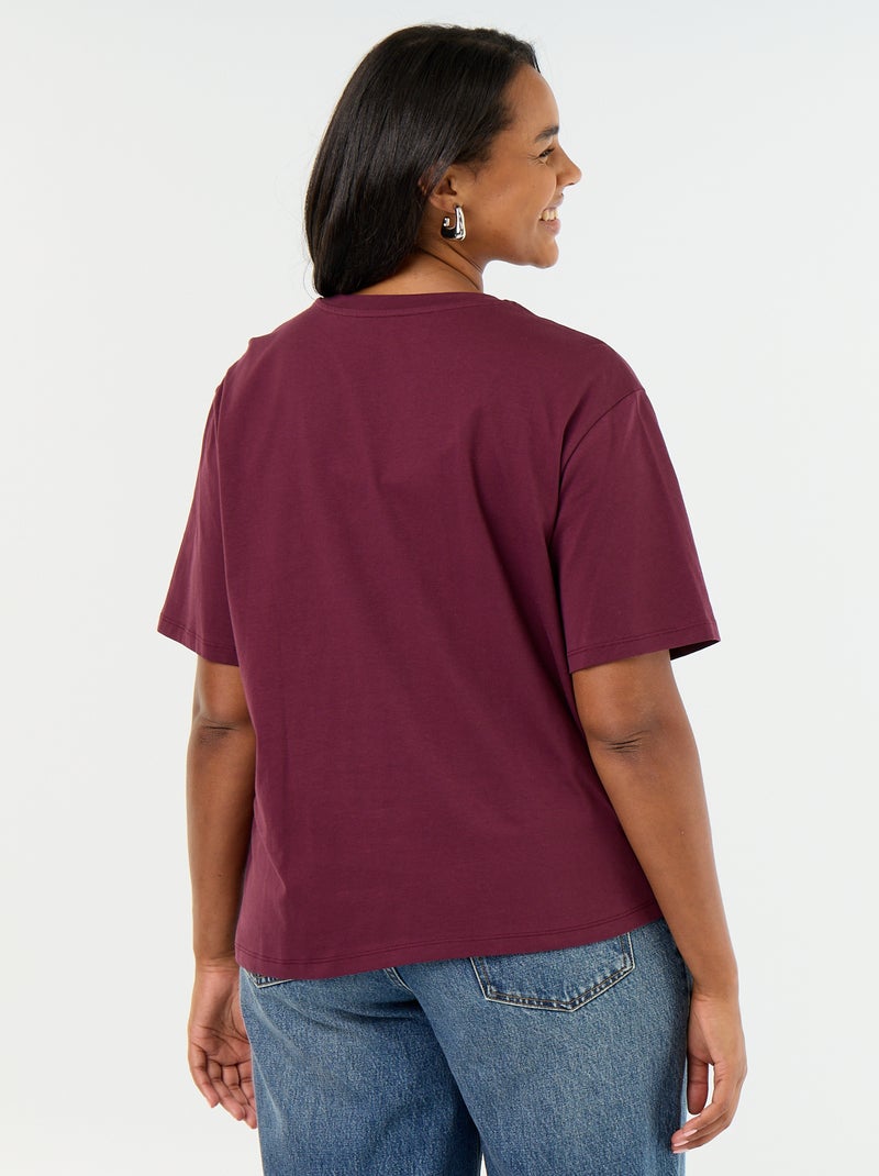 T-shirt drappeggiata con gioiello dorato a forma di spilla Rosa - Kiabi