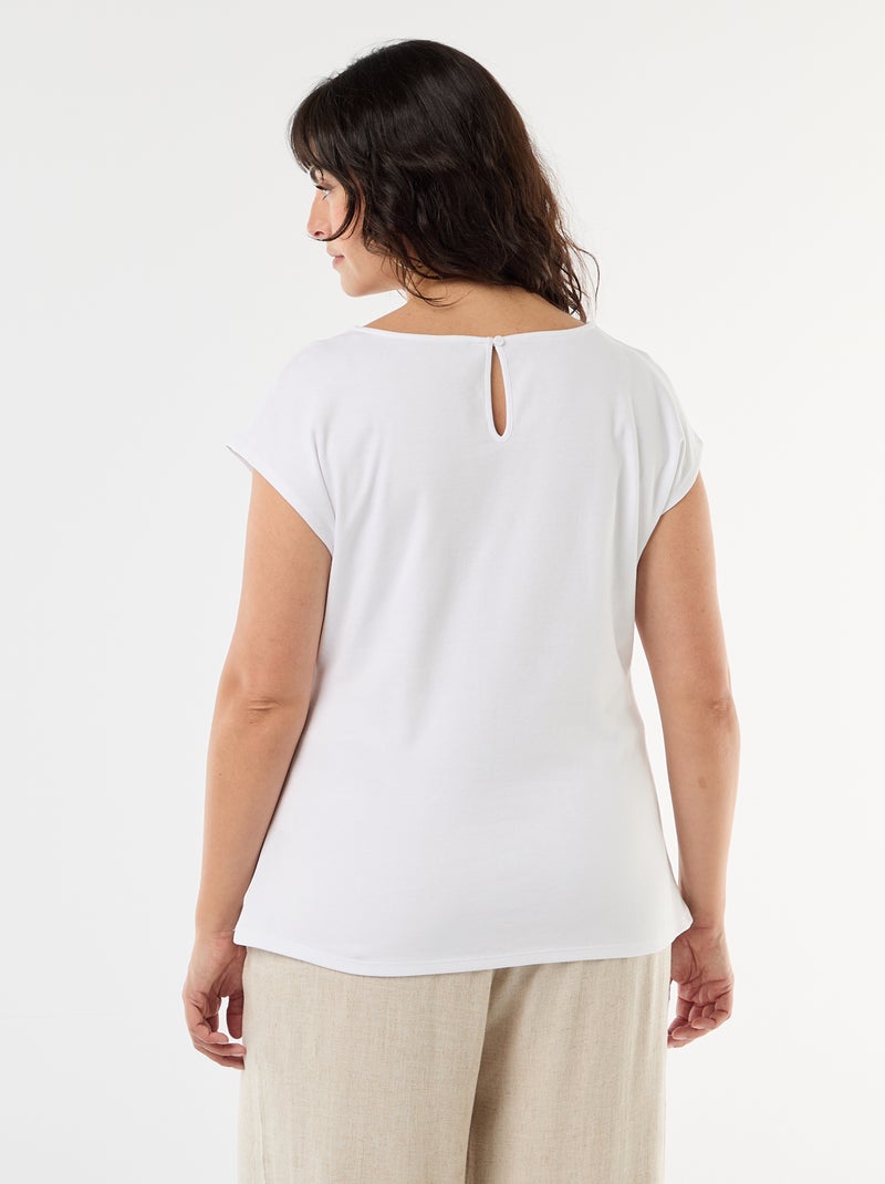 T-shirt drappeggiata con gioiello dorato Bianco - Kiabi