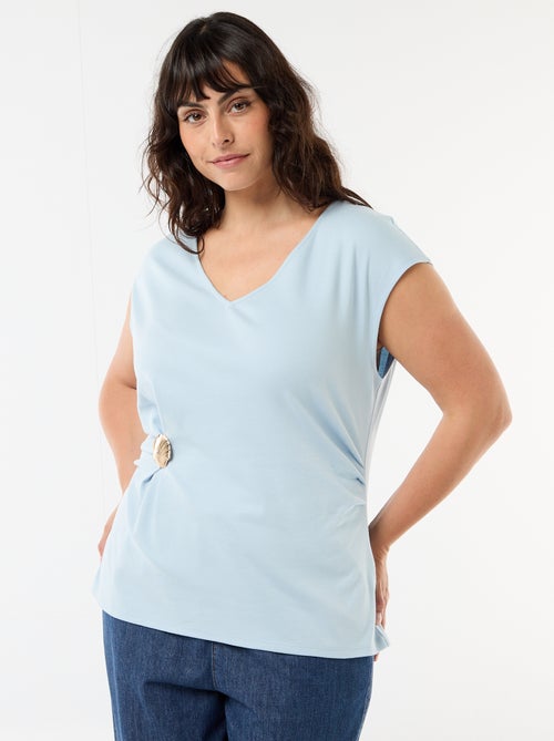 T-shirt drappeggiata con gioiello dorato - Kiabi