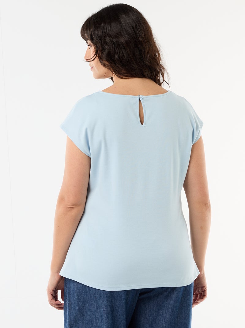 T-shirt drappeggiata con gioiello dorato Blu - Kiabi