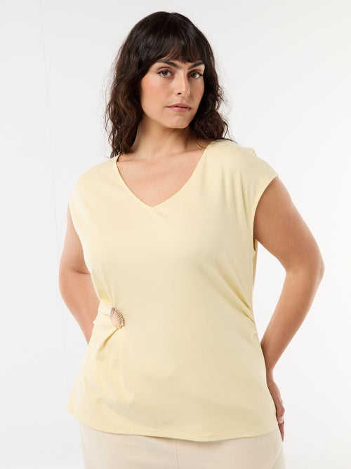 T-shirt drappeggiata con gioiello dorato - Kiabi