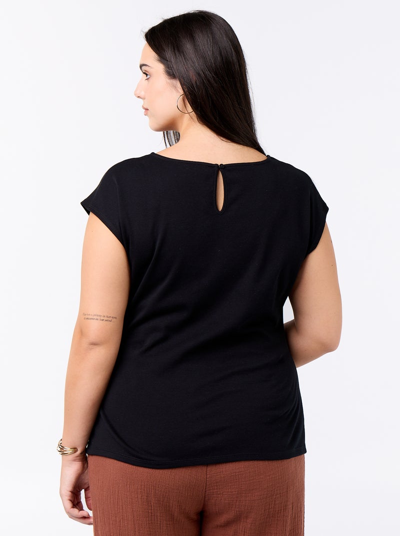 T-shirt drappeggiata con gioiello dorato Nero - Kiabi