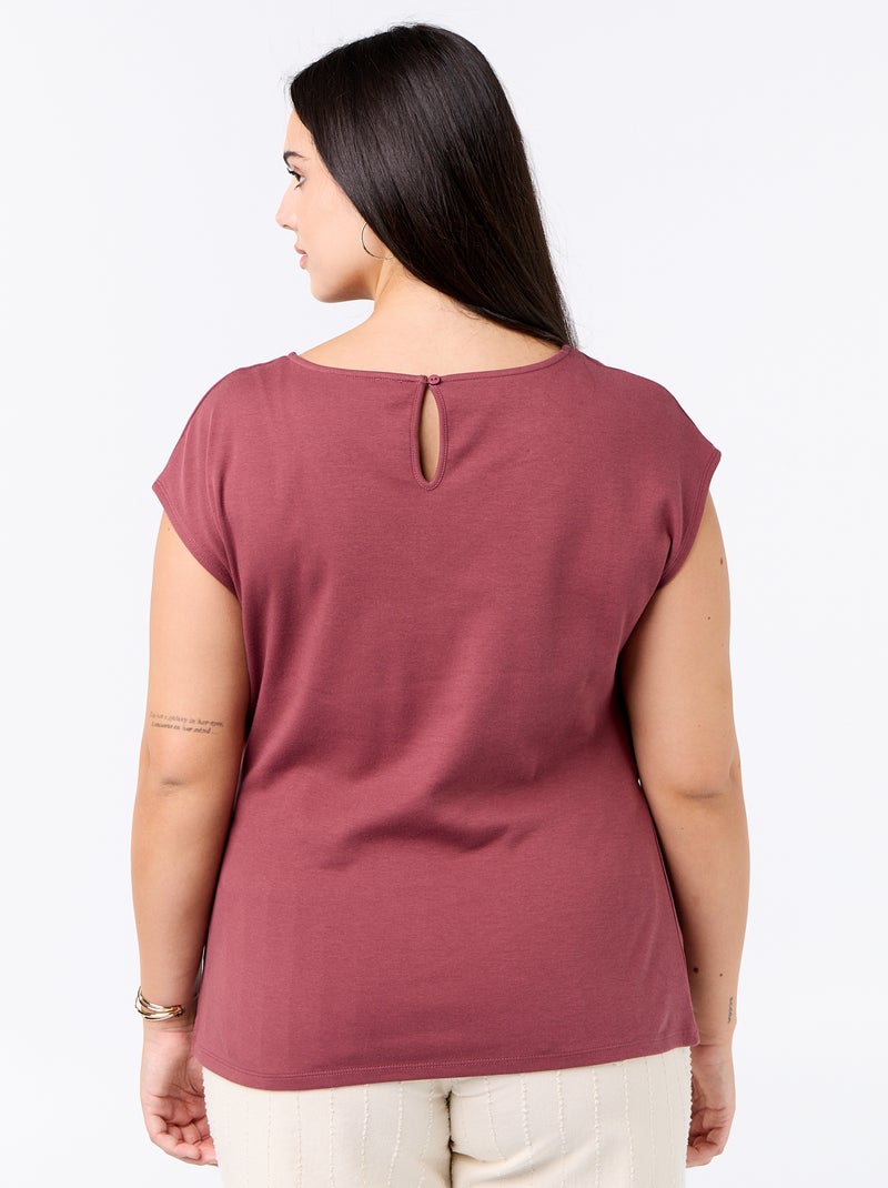 T-shirt drappeggiata con gioiello dorato Rosa - Kiabi
