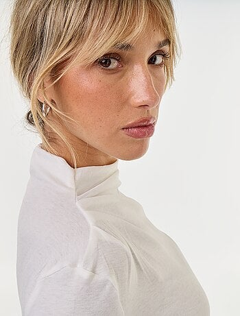 T-shirt drappeggiato a maniche lunghe