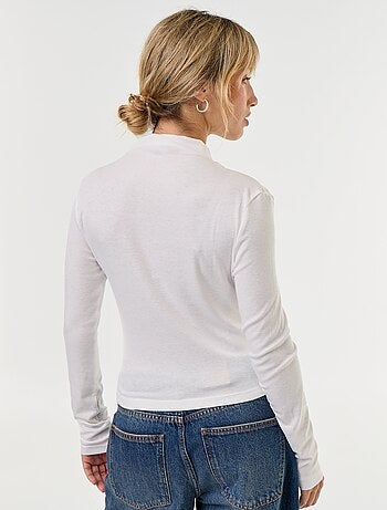 T-shirt drappeggiato a maniche lunghe