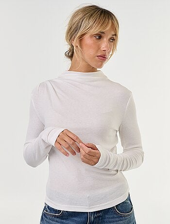 T-shirt drappeggiato a maniche lunghe