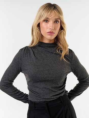 T-shirt drappeggiato a maniche lunghe