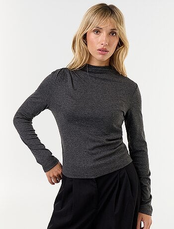 T-shirt drappeggiato a maniche lunghe