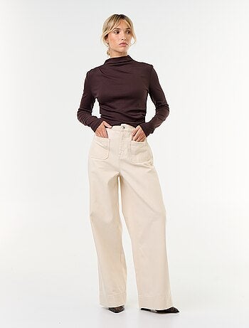 T-shirt drappeggiato a maniche lunghe