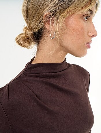 T-shirt drappeggiato a maniche lunghe