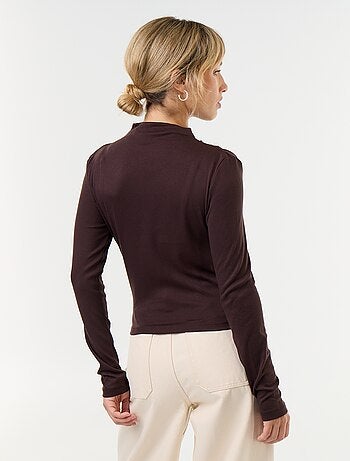 T-shirt drappeggiato a maniche lunghe