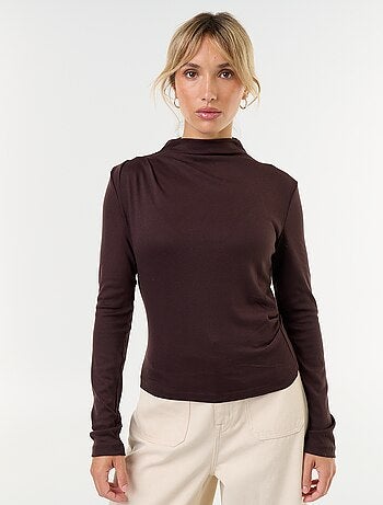 T-shirt drappeggiato a maniche lunghe