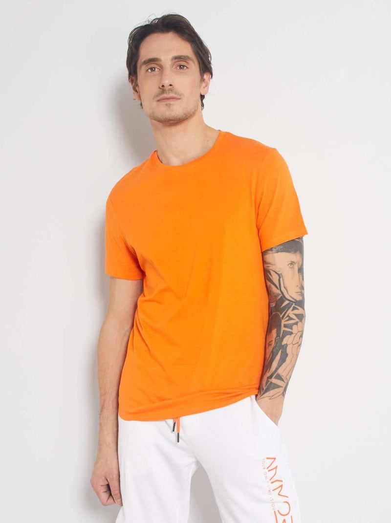 T-shirt dritta in jersey tinta unita arancio - Kiabi