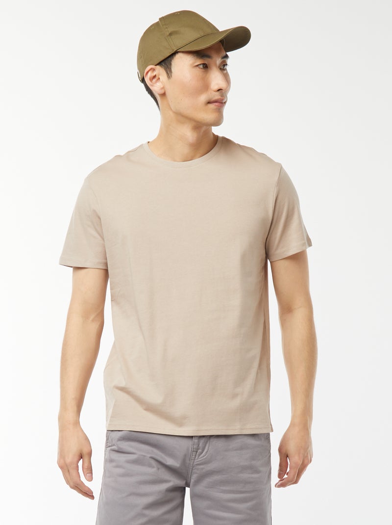 T-shirt dritta in jersey tinta unita beige - Kiabi