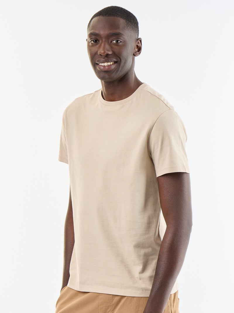 T-shirt dritta in jersey tinta unita Beige - Kiabi