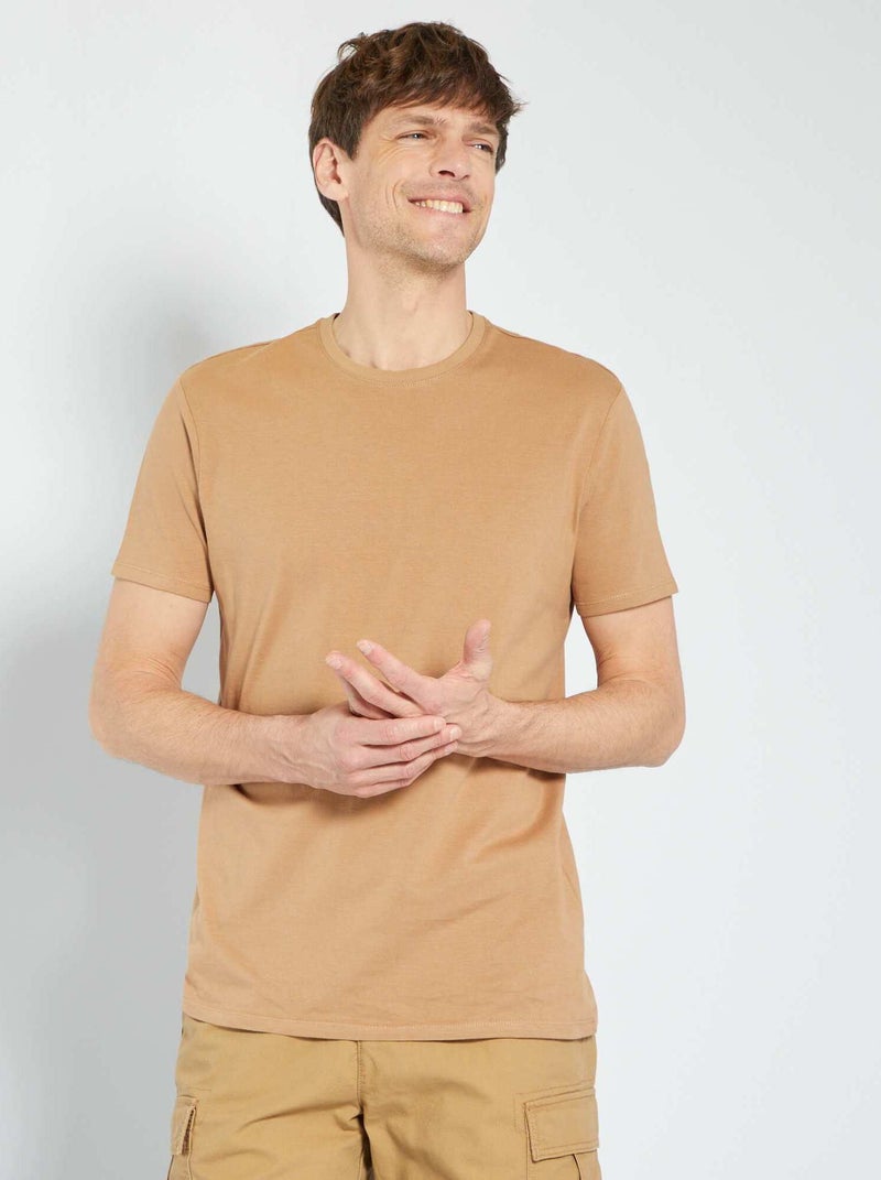 T-shirt dritta in jersey tinta unita BEIGE - Kiabi