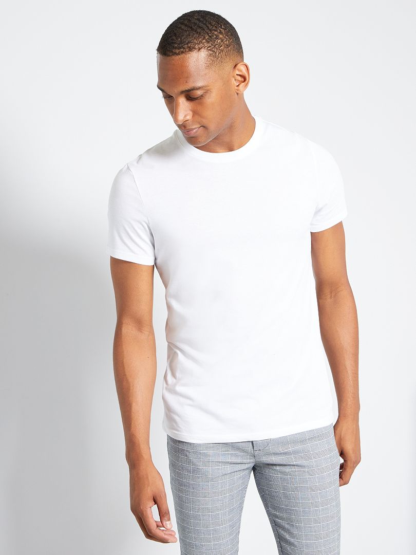 T-shirt dritta in jersey tinta unita bianco - Kiabi