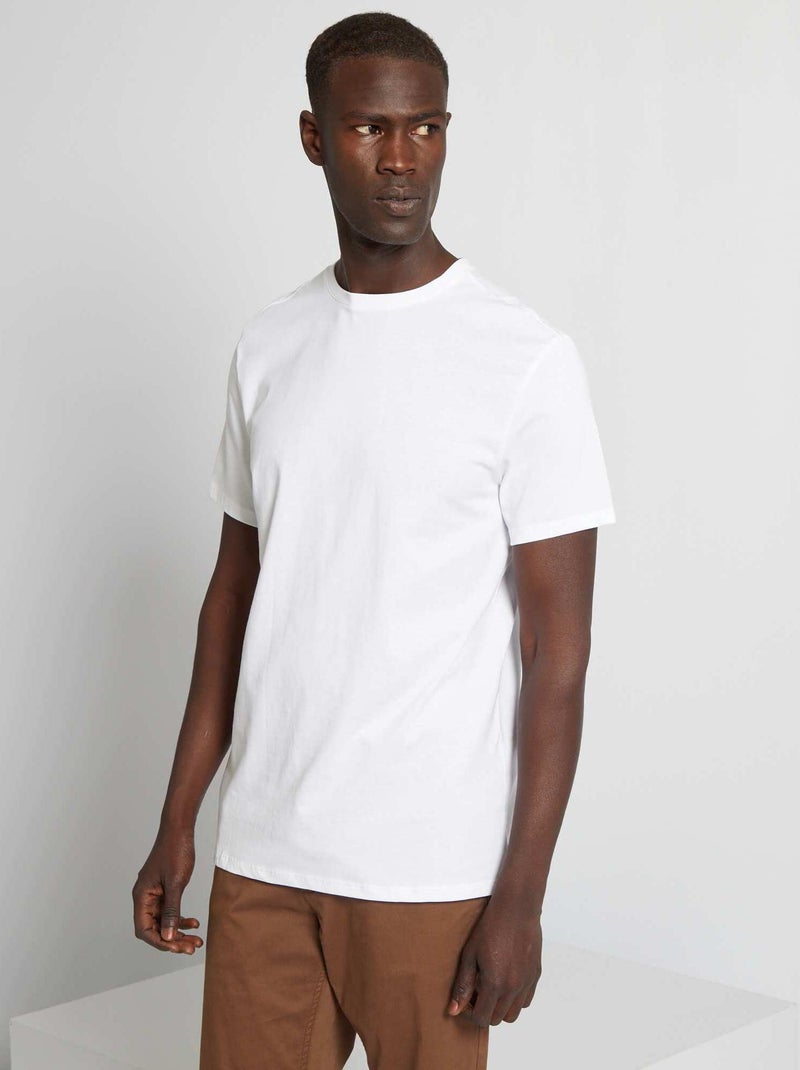 T-shirt dritta in jersey tinta unita bianco - Kiabi