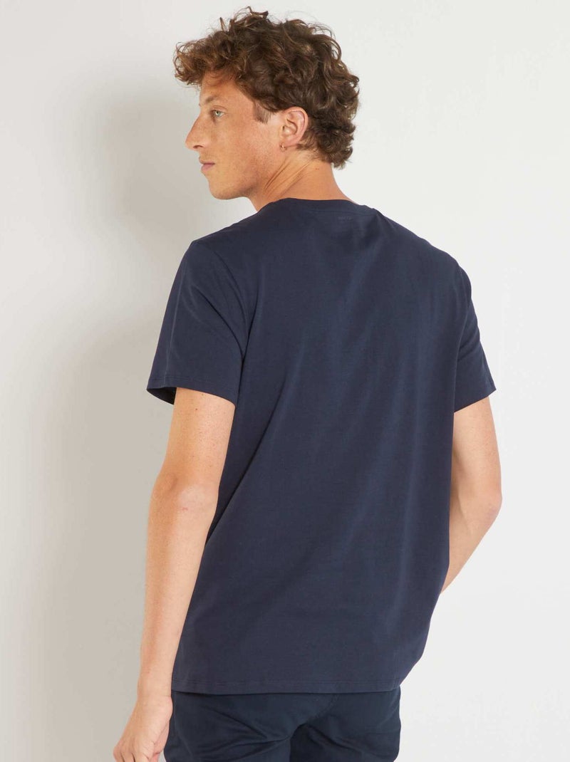 T-shirt dritta in jersey tinta unita blu scuro - Kiabi