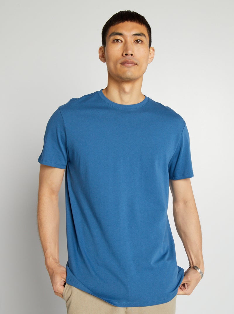T-shirt dritta in jersey tinta unita BLU - Kiabi