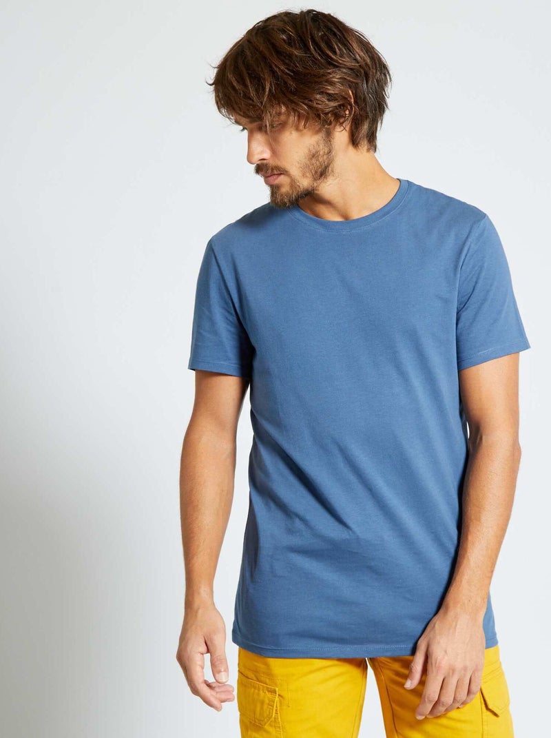 T-shirt dritta in jersey tinta unita BLU - Kiabi