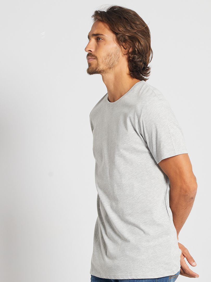 T-shirt dritta in jersey tinta unita grigio chiaro - Kiabi