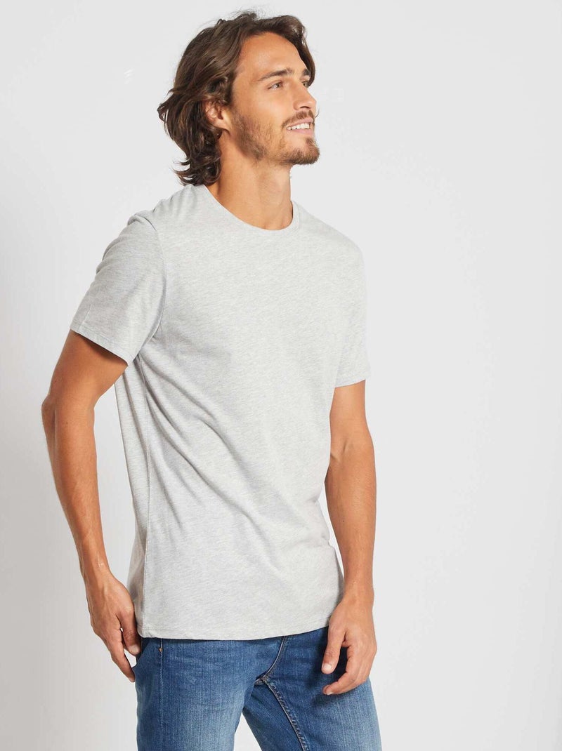 T-shirt dritta in jersey tinta unita grigio chiaro - Kiabi