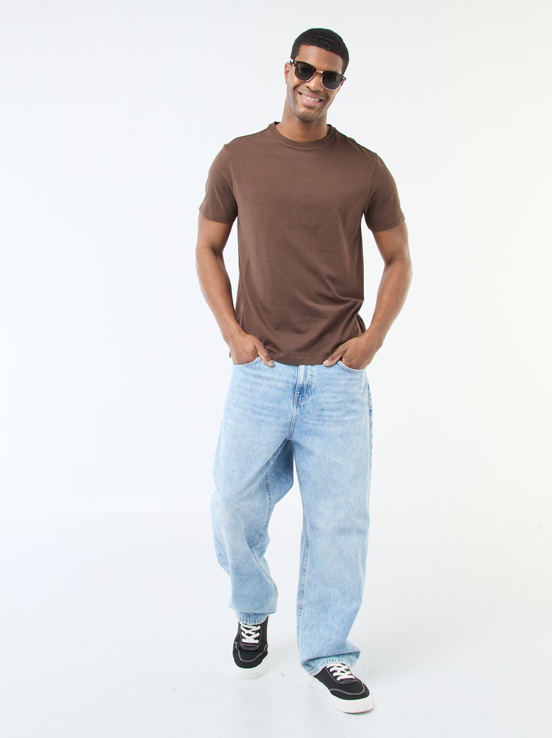 T-shirt dritta in jersey tinta unita Marrone - Kiabi