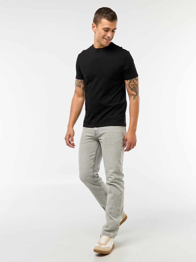 T-shirt dritta in jersey tinta unita nero - Kiabi