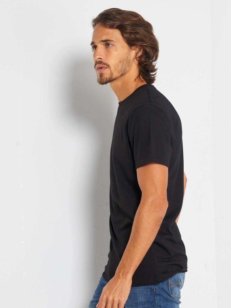T-shirt dritta in jersey tinta unita nero - Kiabi