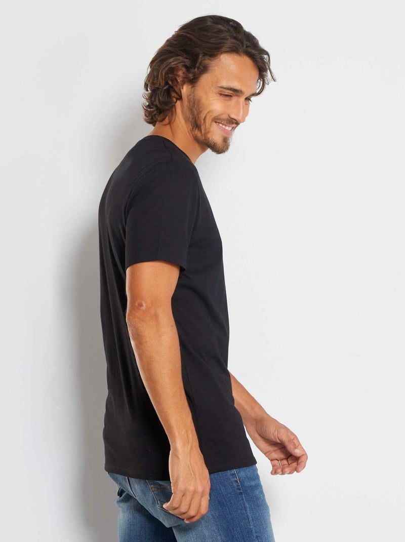 T-shirt dritta in jersey tinta unita nero - Kiabi