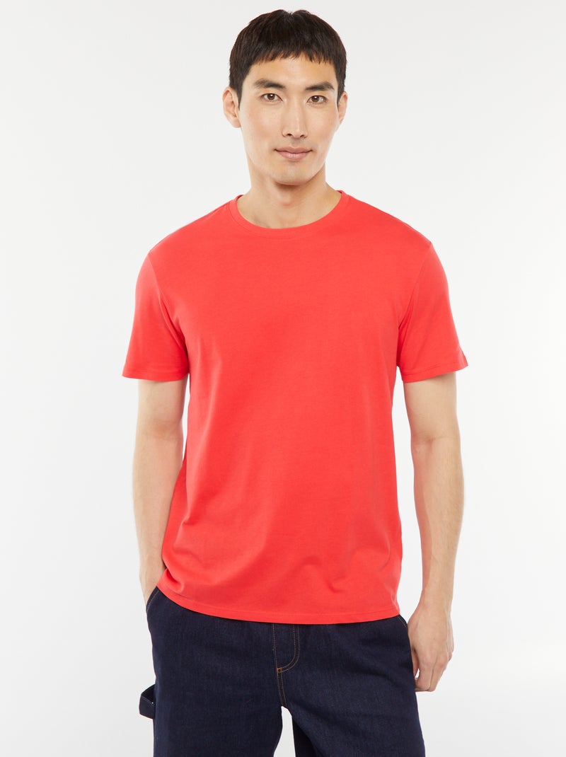 T-shirt dritta in jersey tinta unita rosso - Kiabi