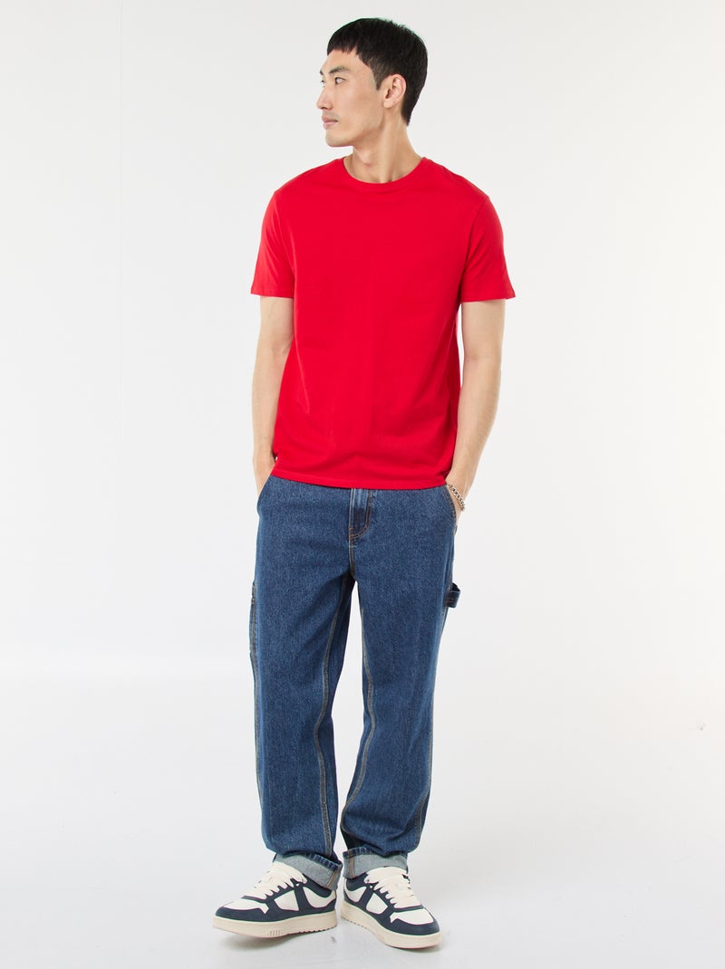 T-shirt dritta in jersey tinta unita Rosso - Kiabi