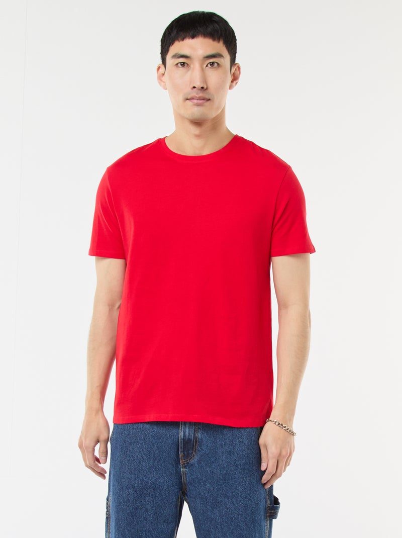 T-shirt dritta in jersey tinta unita Rosso - Kiabi