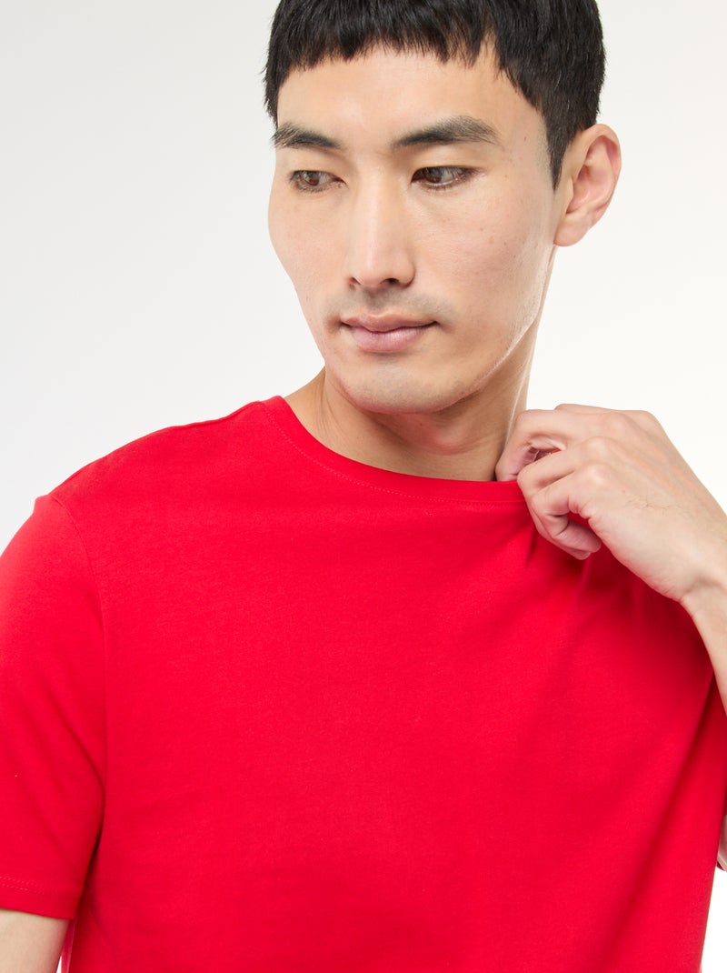 T-shirt dritta in jersey tinta unita Rosso - Kiabi