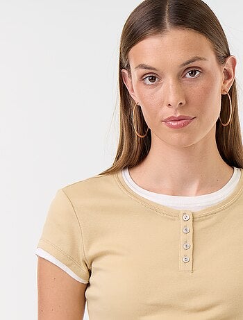 T-shirt effetto 2-in-1 a maniche corte