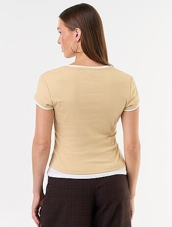 T-shirt effetto 2-in-1 a maniche corte